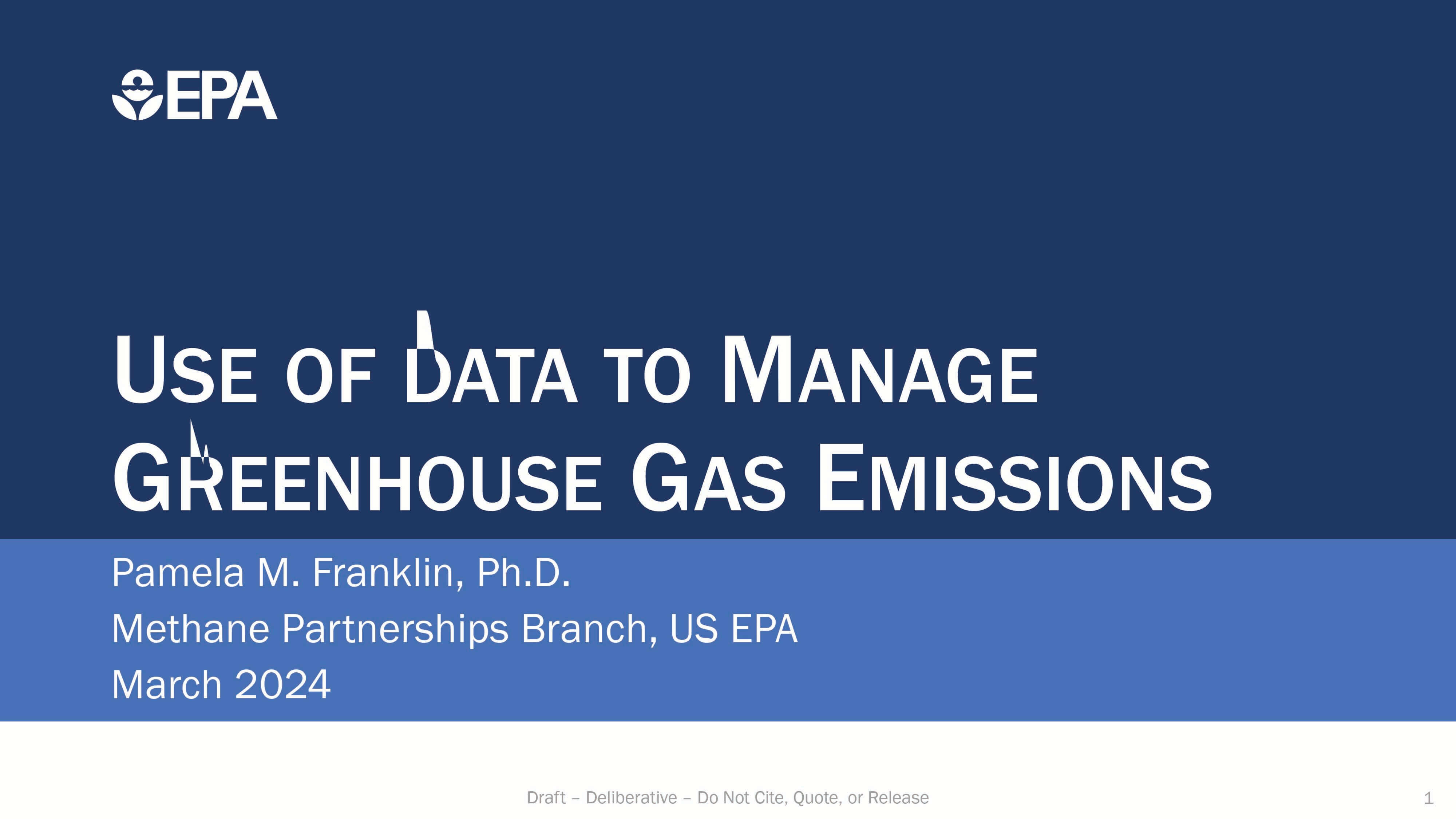 Use of Data to Manage Greenhouse Gas Emissions
                                       